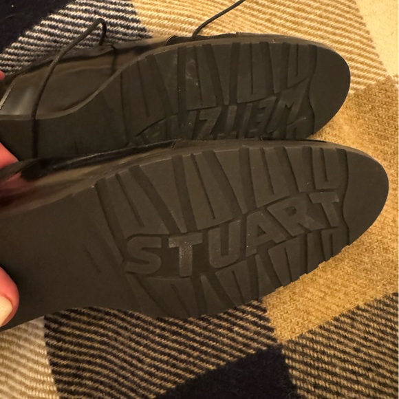 Stuart Weitzman Black Leather & Suede Flats with slight, 1 inch heel. Size 7.5 - Picture 4 of 6